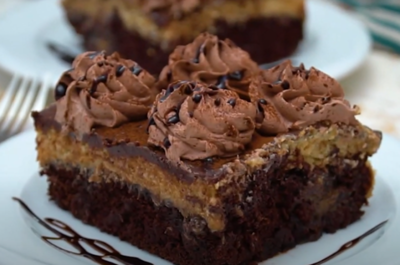 German Chocolate Poke Cake