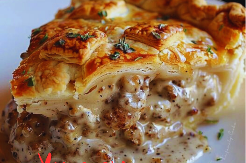 Sausage, Gravy, and Biscuit Pie