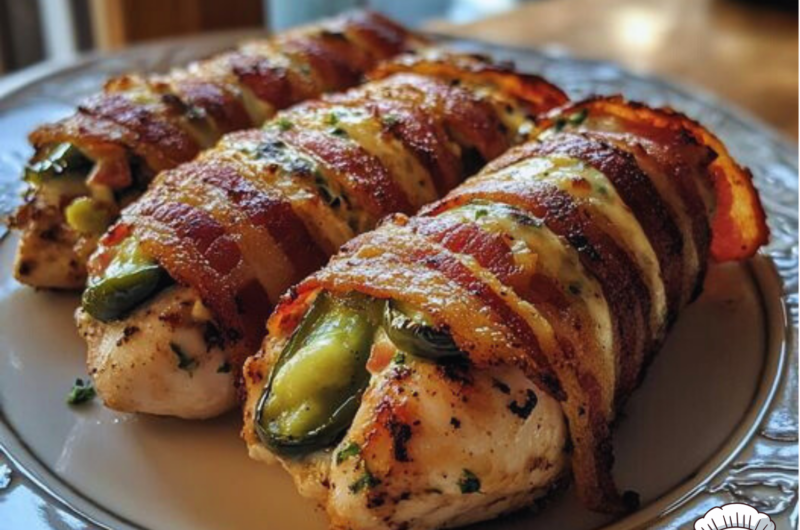 flavorful Bacon-Wrapped Jalapeño Popper Stuffed Chicken!