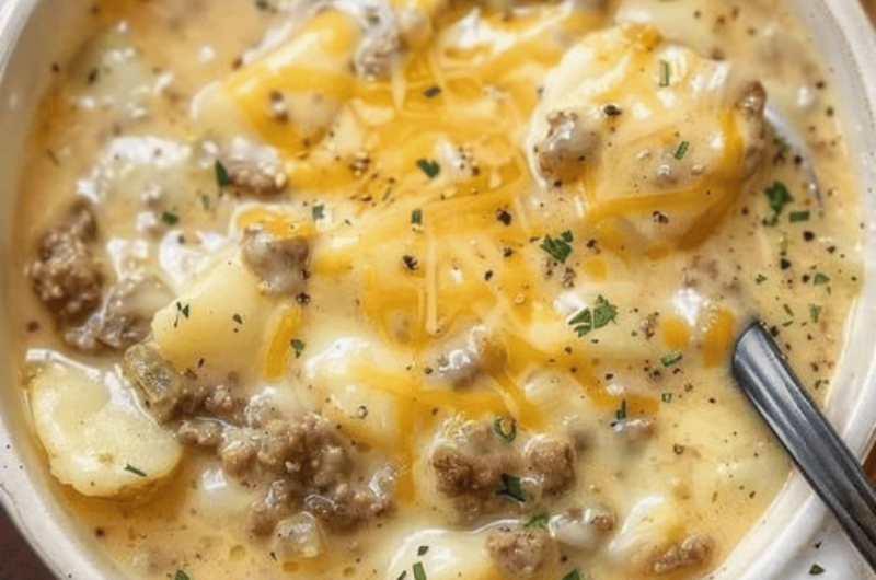 Cheesy Hamburger Potato Soup