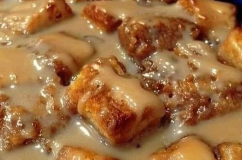 Old Fashioned Bread Pudding with Vanilla Sauce