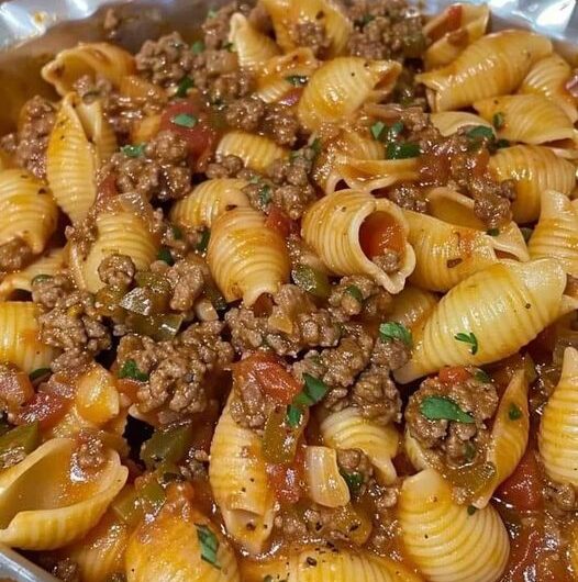 Pasta shells with ground beef