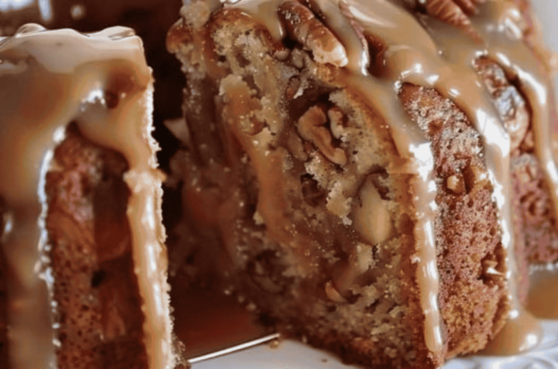 Pecan Bundt Cake with Homemade Caramel Sauce