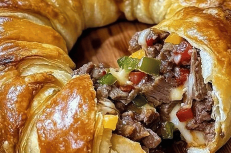 Philly cheese steak crescent ring