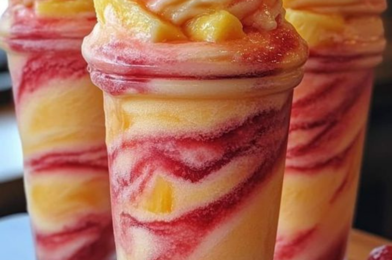 Pineapple Strawberry Swirled Slushies