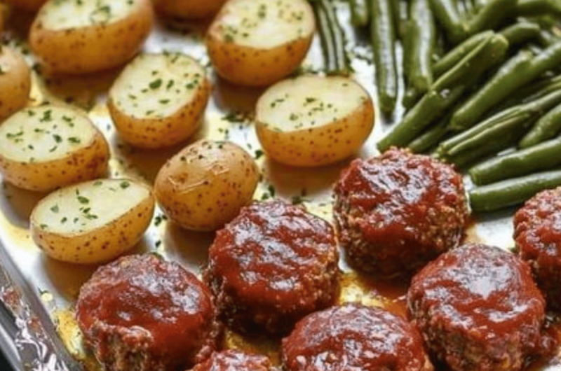 Sheet Pan Mini Meatloaf and Roasted Potatoes