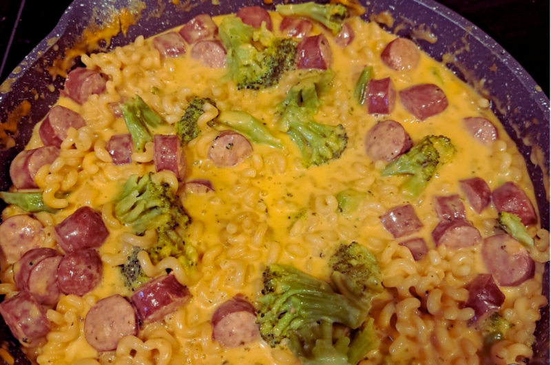 Cheesy Sausage and Broccoli Pasta with Crescent Rolls