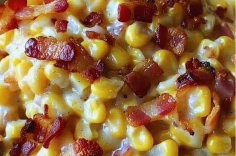 Slow Cooker Cheddar Corn with Bacon