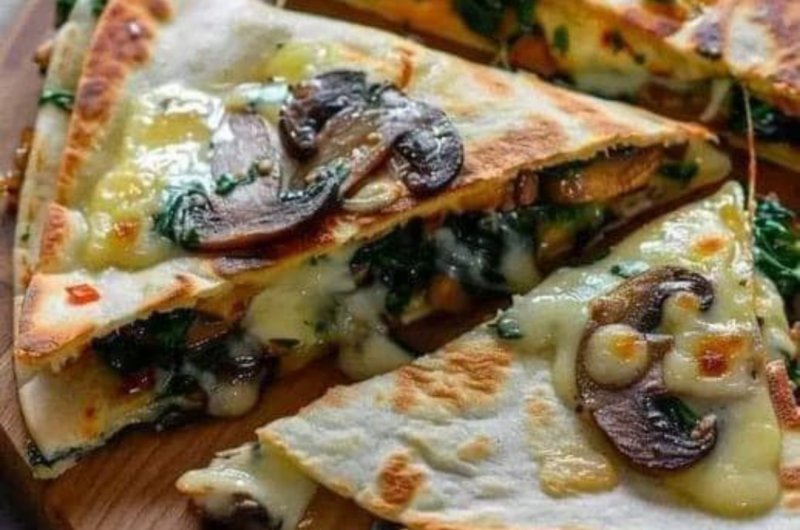 Baked Spinach Mushroom Quesadillas