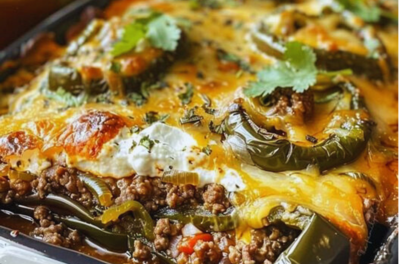 Baked Beef Chiles Rellenos Casserole