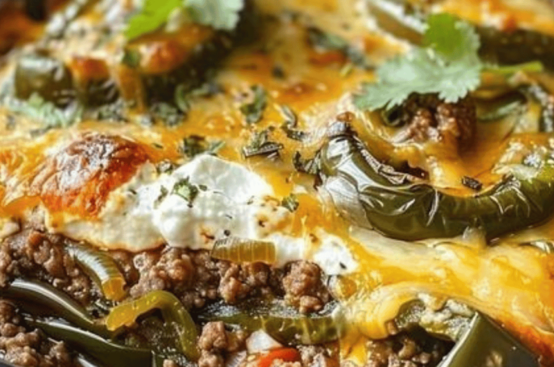 Baked Beef Chiles Rellenos Casserole