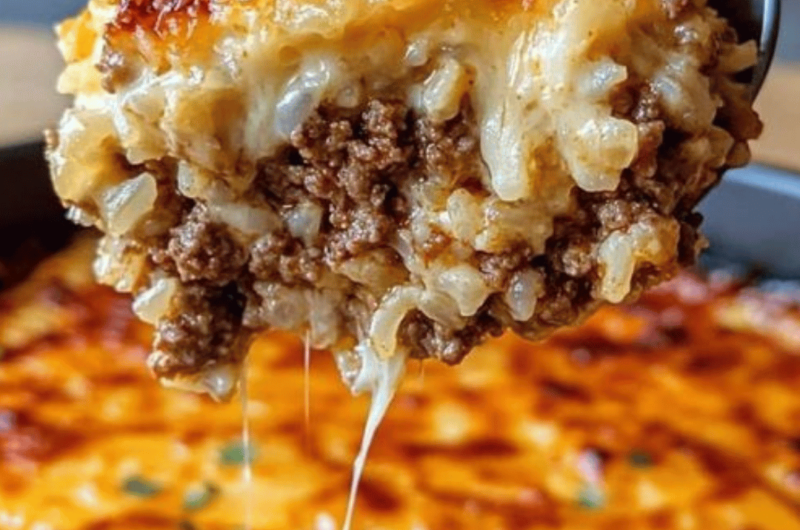 Cheesy Ground Beef and Rice Casserole