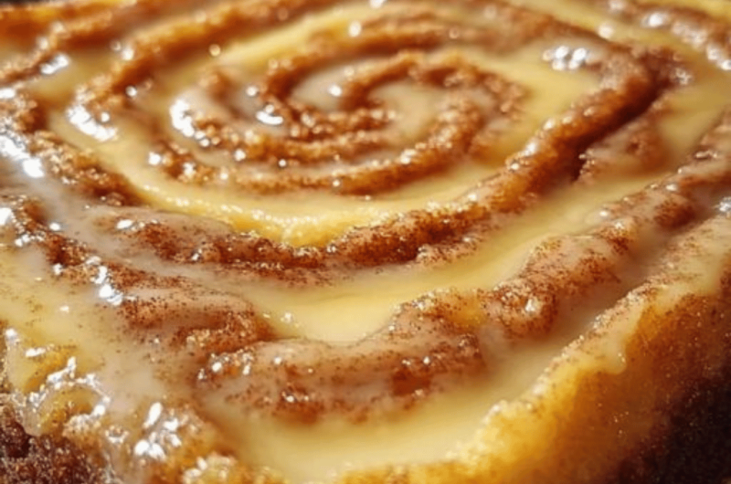 Cinnamon Roll Cake with Glaze