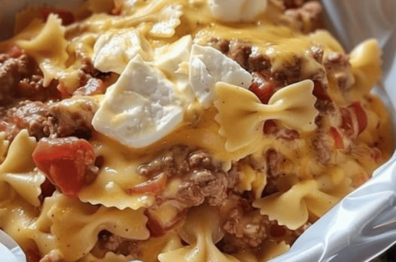 Creamy Cheesy Beef & Bowtie Pasta