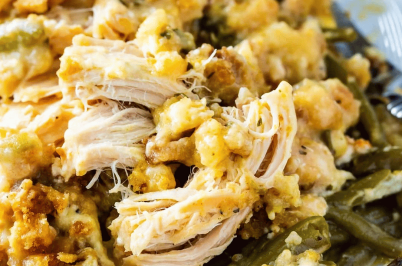 Crock Pot Chicken and Stuffing with Green Beans