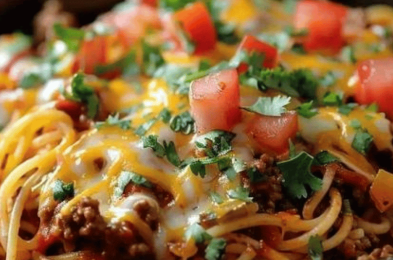 Crockpot Taco Spaghetti