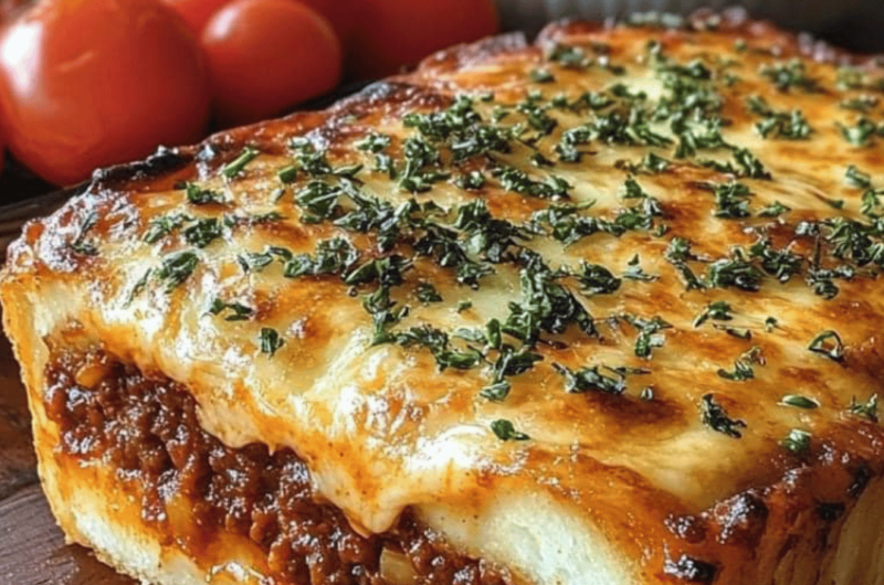 Garlic Bread Cheesy Sloppy Joe Bake