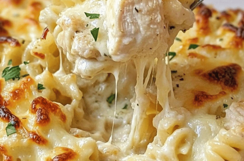 Garlic Parmesan Chicken Pasta Bake