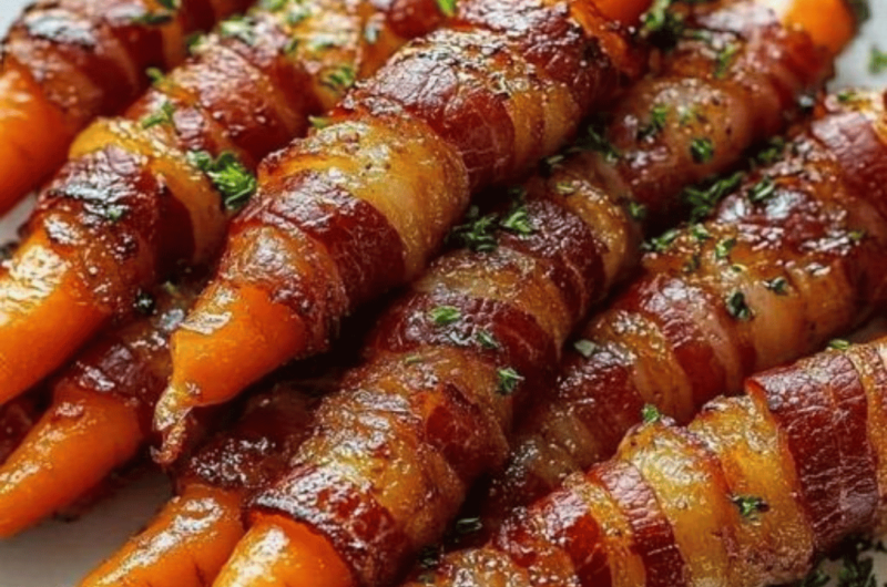 Maple-Glazed Bacon-Wrapped Carrots