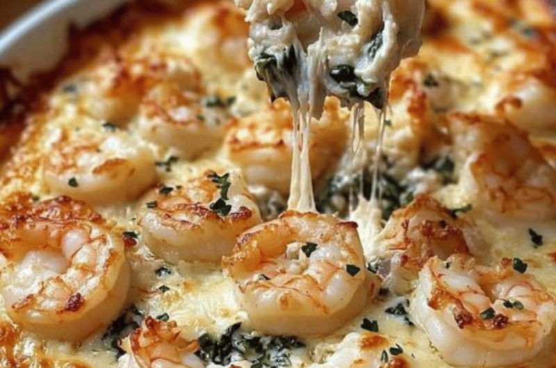 Rich and Creamy Shrimp and Crab Spinach Dip with Garlic and Parmesan