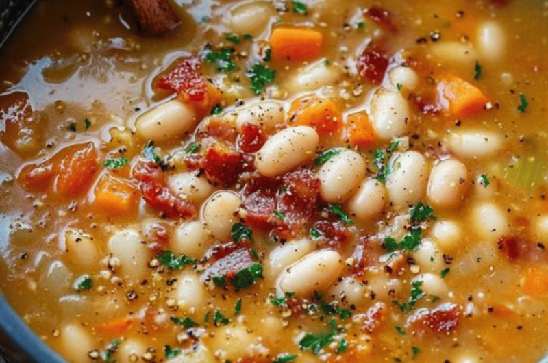 Rustic White Bean and Bacon Soup