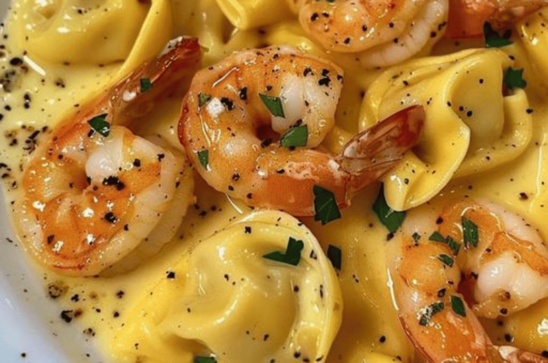 Shrimp Tortellini with Lemon Garlic Cream Sauce