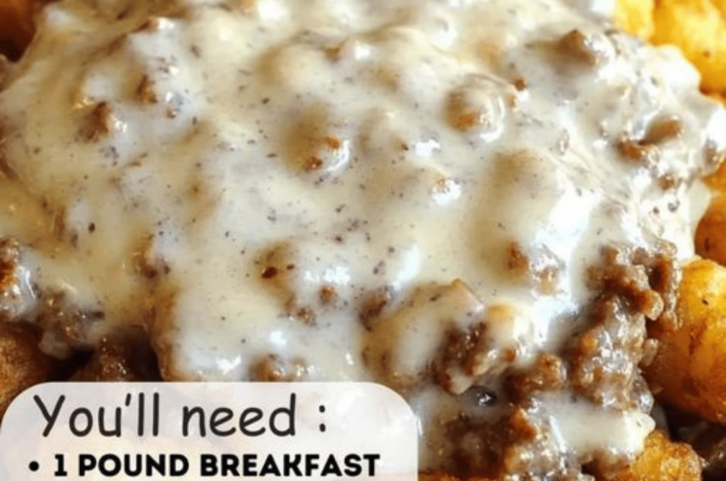 Tater Tot Breakfast Bowl with Sausage Gravy