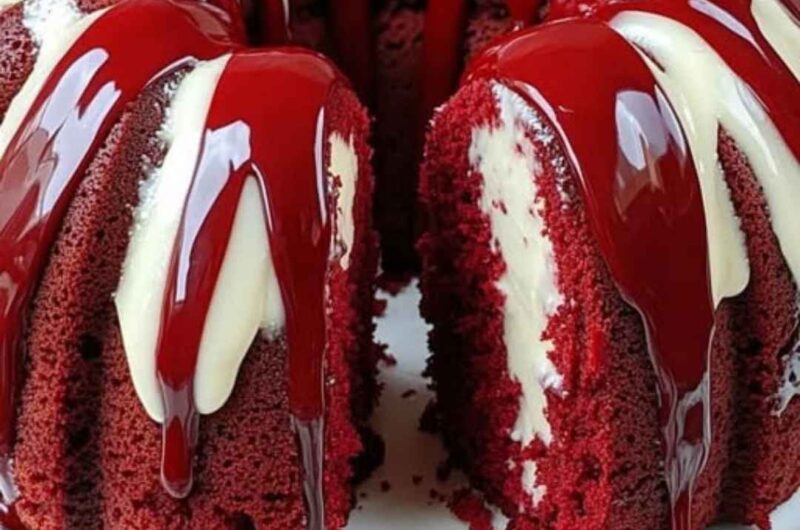 Layered Red Velvet Cheesecake Bundt Cake