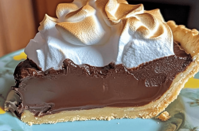 Old Fashioned Chocolate Pie with Golden Meringue