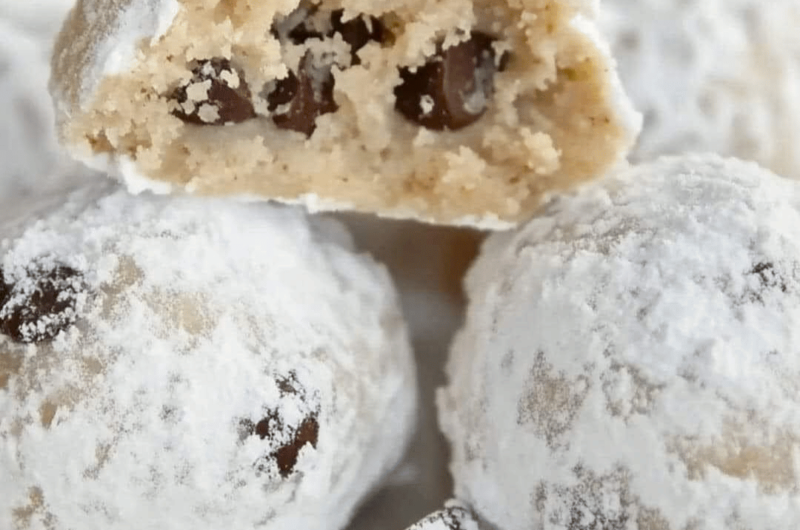 Peanut Butter Chocolate Chip Snowball Cookies