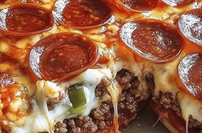 Deep Hamburger Sausage & Pepperoni Pie